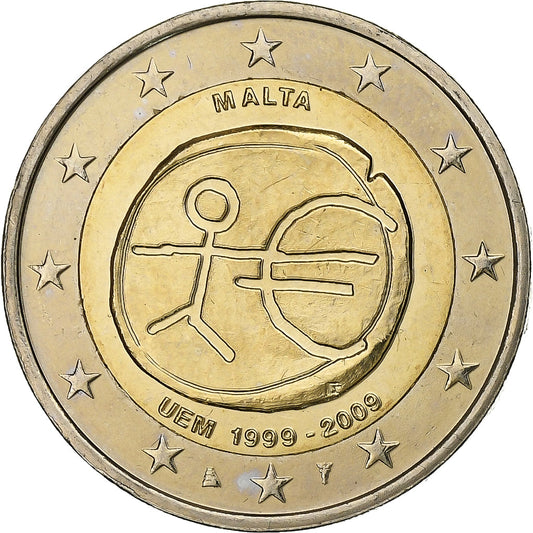 Malta, 
  
  2 euro, 
  
  Europäische Währungsunion