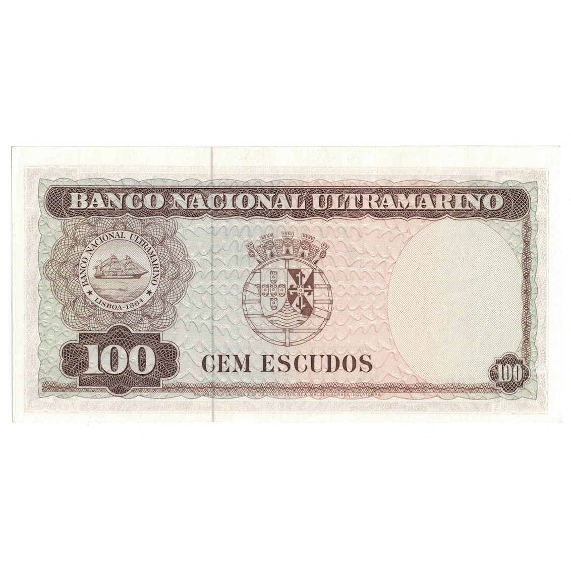 Banknot, 
  
  Timorze, 
  
  100 escudo