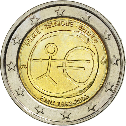 Belgia, 
  
  2 euro, 
  
  10 Jahre Euro