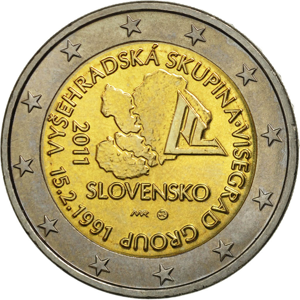 Słowak, 
  
  2 euro, 
  
  Wyszehrad