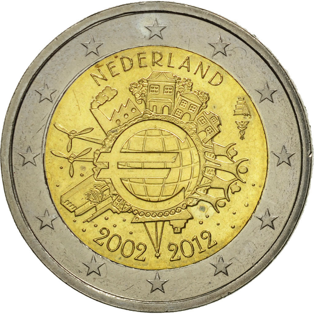 Niederlande, 
  
  2 euro, 
  
  10 Jahre Euro