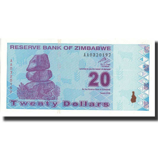 Banknot, 
  
  Zimbabwe, 
  
  20 dolarów