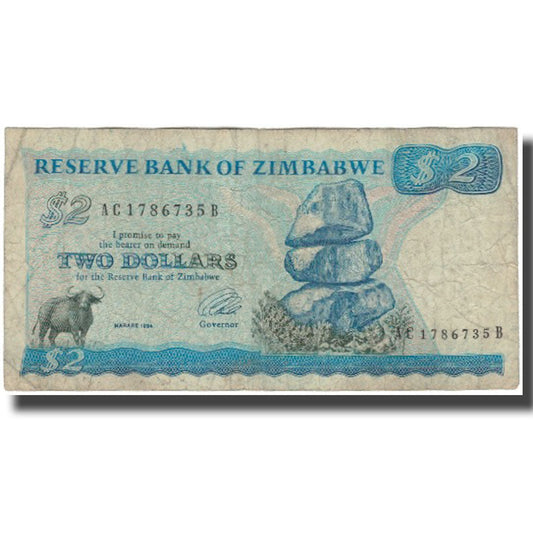 Banknot, 
  
  Zimbabwe, 
  
  2 dolary