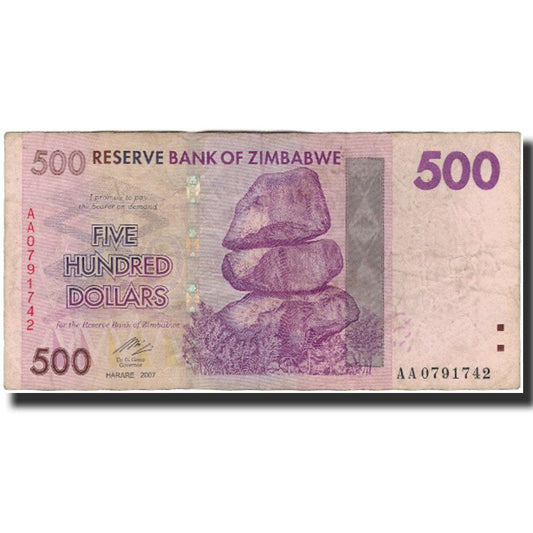 Banknot, 
  
  Zimbabwe, 
  
  500 dolarów