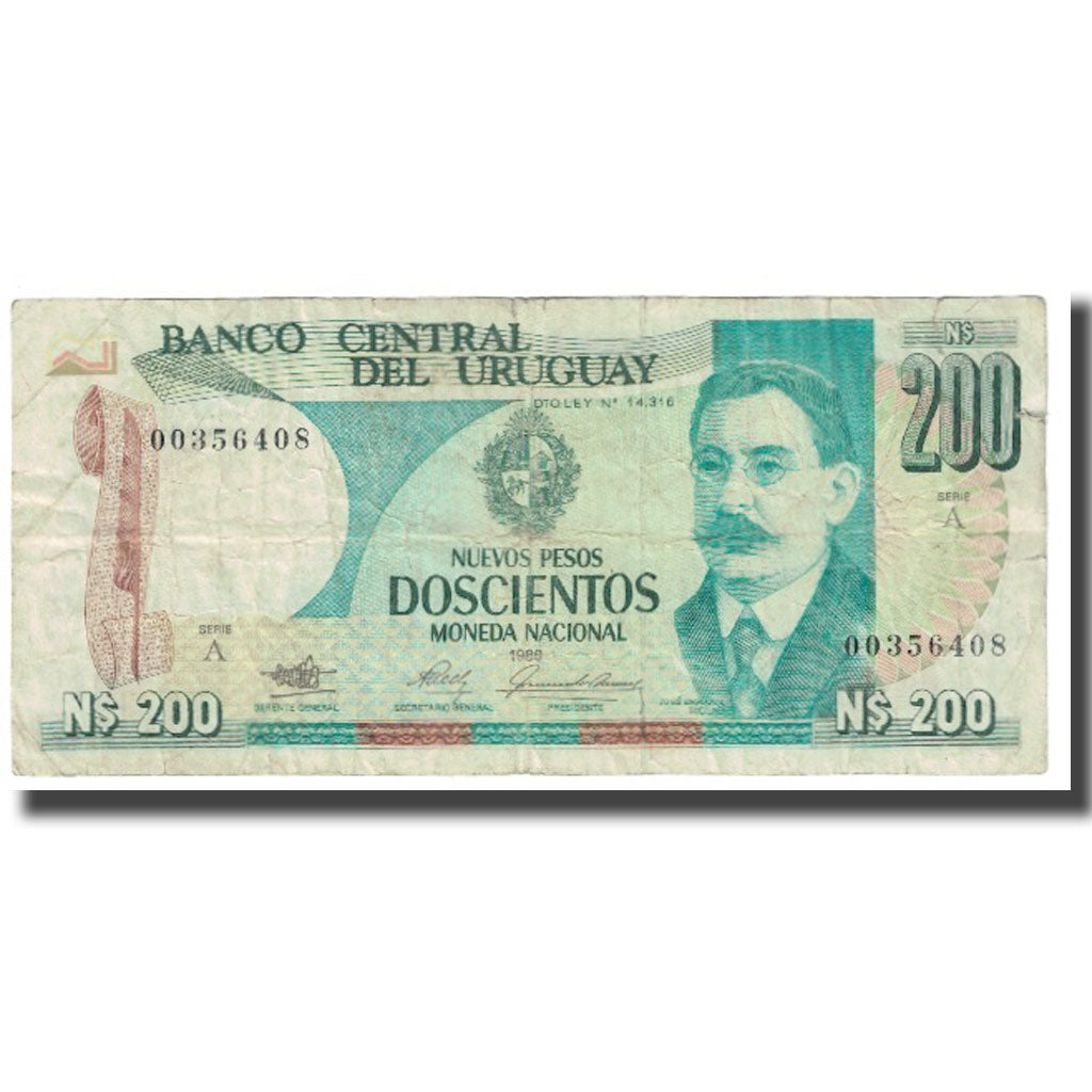 Banknot, 
  
  Urugwaj, 
  
  200 nowych peso