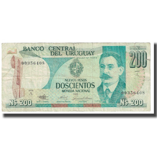 Banknot, 
  
  Urugwaj, 
  
  200 nowych peso