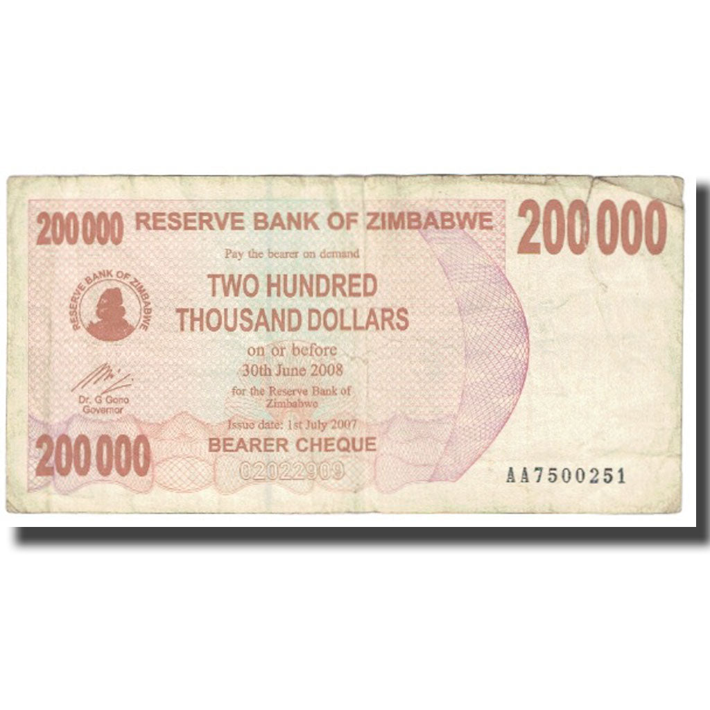 Banknot, 
  
  Zimbabwe, 
  
  200