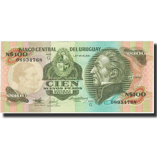 Banknot, 
  
  Urugwaj, 
  
  100 nowych peso