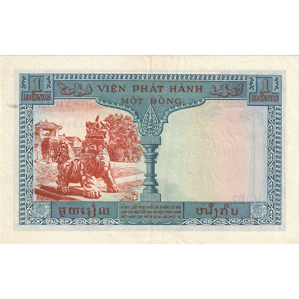 Banknot, 
  
  INDOCHINA FRANCUSKA, 
  
  1 Piastr = 1 Dong