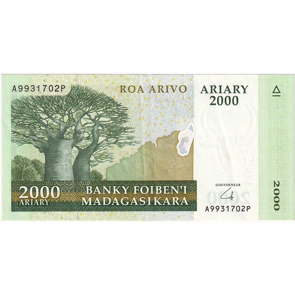 Banknot, 
  
  Madagaskar, 
  
  2000 Ariary