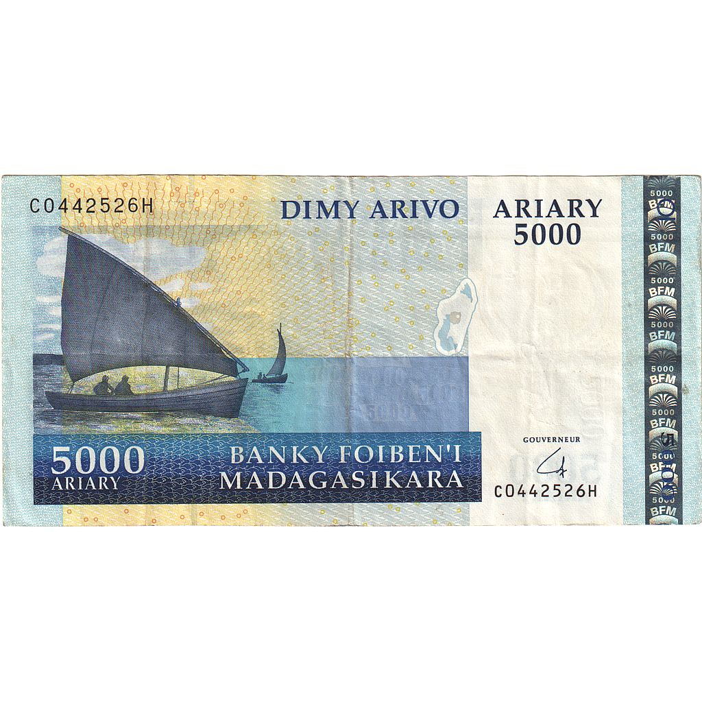 Banknot, 
  
  Madagaskar, 
  
  5000 Ariarów