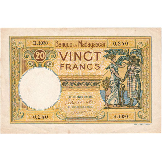 Madagaskar, 
  
  20 franków, 
  
  1937