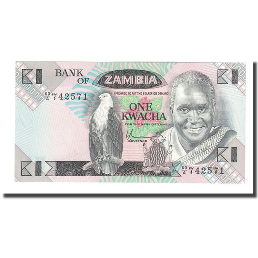 Banknot, 
  
  Zambia, 
  
  1 Kwacha