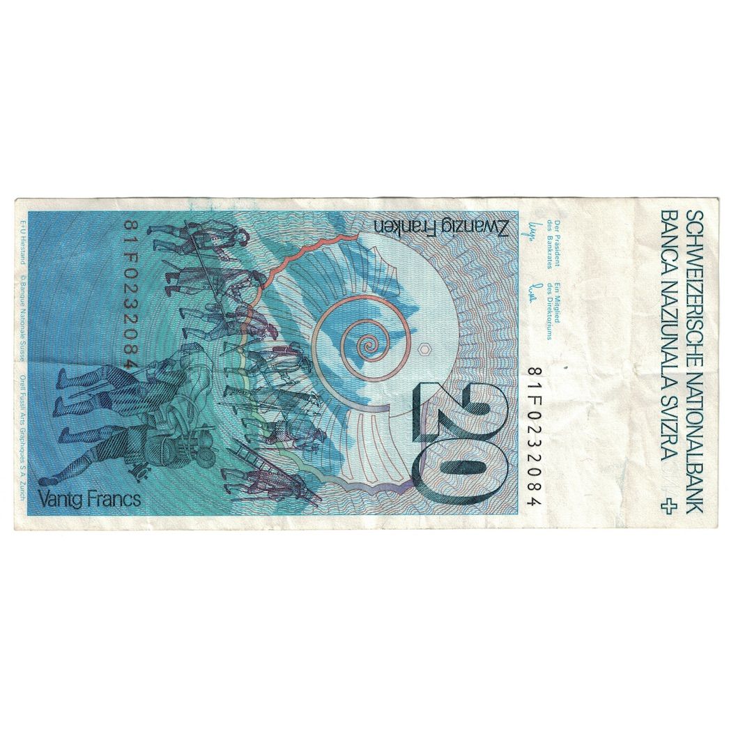 Banknot, 
  
  Szwajcaria, 
  
  20 Frankena