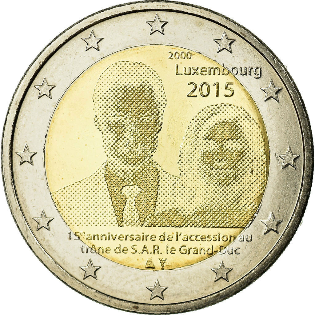 Luksemburg, 
  
  2 euro, 
  
  15. Jahrestag der Couronnement du Grand duc Henri