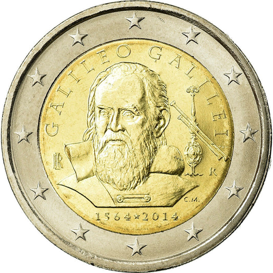 włoski, 
  
  2 euro, 
  
  450. Jahrestag von GALILEO GALILEI