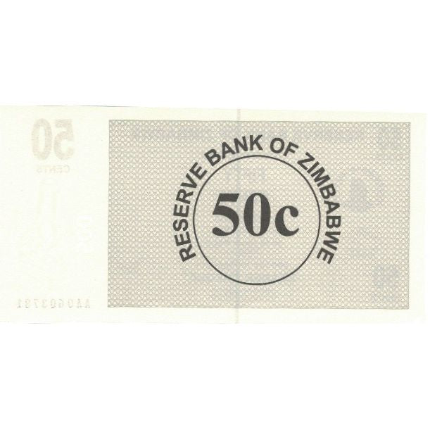 Banknot, 
  
  Zimbabwe, 
  
  50 centów