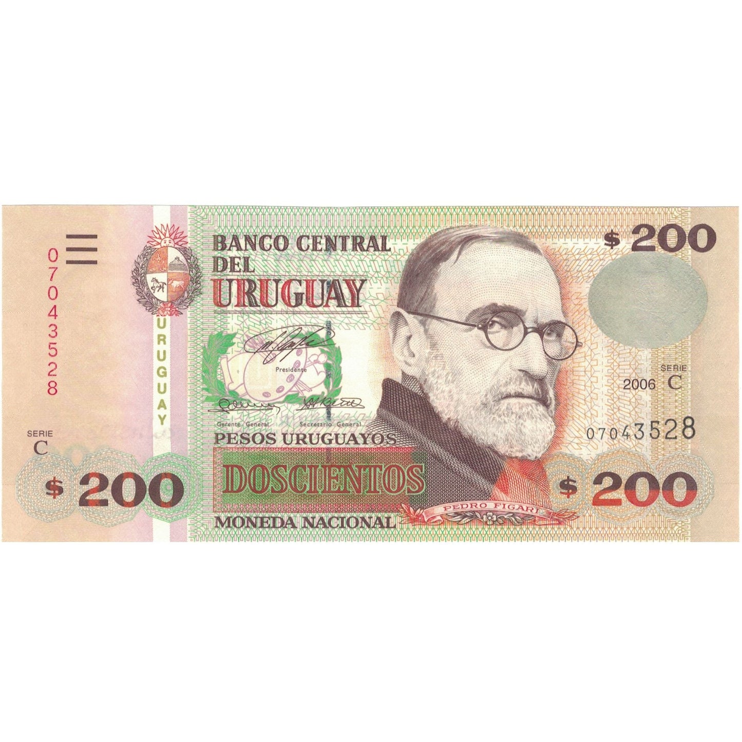 Banknot, 
  
  Urugwaj, 
  
  200 peso urugwajskiego