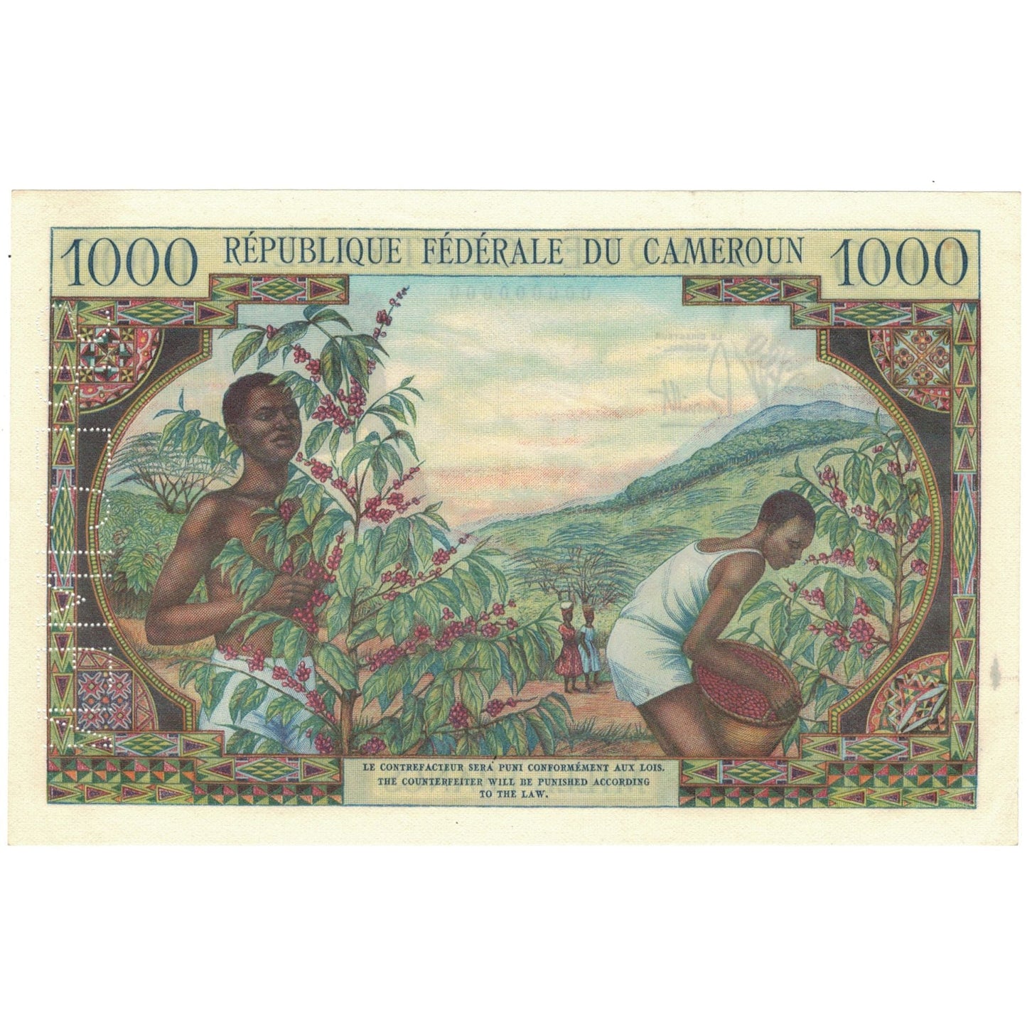 Banknot, 
  
  Kamerun, 
  
  1000 franków